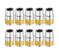 sourcing map 10pcs 1/2" Drive 6 Points Socket 13mm Metric Shallow Impact Socket CR-V Steel Flip Socket Spindle Axle Nut Impact Socket for Home Auto Hex Nuts Bolts Repair, Silver Yellow