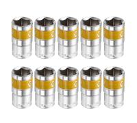 sourcing map 10pcs 1/2" Drive 6 Points Socket 15mm Metric Shallow Impact Socket CR-V Steel Flip Socket Spindle Axle Nut Impact Socket for Home Auto Hex Nuts Bolts Repair, Silver Yellow