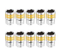 sourcing map 10pcs 1/2" Drive 6 Points Socket 18mm Metric Shallow Impact Socket CR-V Steel Flip Socket Spindle Axle Nut Impact Socket for Home Auto Hex Nuts Bolts Repair, Silver Yellow