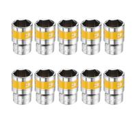 sourcing map 10pcs 1/2" Drive 6 Points Socket 19mm Metric Shallow Impact Socket CR-V Steel Flip Socket Spindle Axle Nut Impact Socket for Home Auto Hex Nuts Bolts Repair, Silver Yellow