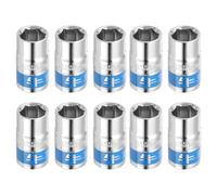 sourcing map 10pcs 1/2 Inch Drive 6-Point Socket 14mm CR-V Metric Shallow Socket for Repairs