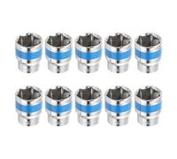 sourcing map 10pcs 1/2 Inch Drive 6-Point Socket 24mm CR-V Metric Shallow Socket Electric Wrench Socket for Mechanical Auto Repair, Silver Tone & Blue