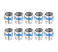 sourcing map 10pcs 1/2 Inch Drive 6-Point Socket 30mm CR-V Metric Shallow Socket Electric Wrench Socket for Mechanical Auto Repair, Silver Tone & Blue