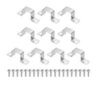 sourcing map 10pcs 1.2" x 1.2" Square Pipe Clamp, 304 Stainless Steel U Shaped Connector Bracket Heavy Duty Tube Strap Buckle with Self-Tapping Screws for Tube Installation