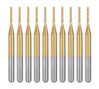sourcing map 10Pcs 1.2mm Titanium Coat Carbide End Mill Engraving Milling Cutter CNC Router Bits for PCB Machine, 1/8" Shank