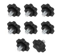 sourcing map 10Pcs 1/4"-20 Star Knobs, 0.4" Threaded Stud Plastic Male Clamping Knobs Screw Hand Tightening Replacement Knob for Industrial Furniture Tools Jigs Clamps, Black