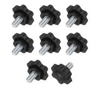 sourcing map 10Pcs 1/4"-20 Star Knobs, 0.6" Threaded Stud Plastic Male Clamping Knobs Screw Hand Tightening Replacement Knob for Industrial Furniture Tools Jigs Clamps, Black