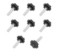 sourcing map 10Pcs 1/4"-20 Star Knobs, 1.1" Threaded Stud Plastic Male Clamping Knobs Screw Hand Tightening Replacement Knob for Industrial Furniture Tools Jigs Clamps, Black