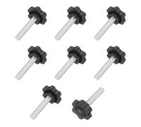 sourcing map 10Pcs 1/4"-20 Star Knobs, 1.3" Threaded Stud Plastic Male Clamping Knobs Screw Hand Tightening Replacement Knob for Industrial Furniture Tools Jigs Clamps, Black