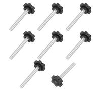 sourcing map 10Pcs 1/4"-20 Star Knobs, 2" Threaded Stud Plastic Male Clamping Knobs Screw Hand Tightening Replacement Knob for Industrial Furniture Tools Jigs Clamps, Black