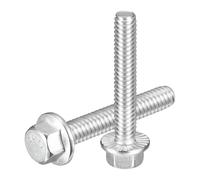 sourcing map 10Pcs 1/4-20 x 1-1/2" Flanged Hex Head Bolts, 304 Stainless Steel Flange Hexagon Screws, Flange Hex Drive Screws 5.8 Grade for Machinery Industry Home Appliances, Silver
