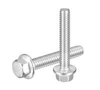 sourcing map 10Pcs 1/4-20 x 1-3/4" Flanged Hex Head Bolts, 304 Stainless Steel Flange Hexagon Screws, Flange Hex Drive Screws 5.8 Grade for Machinery Industry Home Appliances, Silver