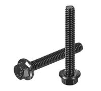 sourcing map 10Pcs 1/4-20 x 1-3/4" Flanged Hex Head Bolts, 304 Stainless Steel Flange Hexagon Screws, Flange Hex Drive Screws 5.8 Grade for Machinery Industry Home Appliances, Black