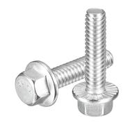 sourcing map 10Pcs 1/4-20 x 1" Flanged Hex Head Bolts, 304 Stainless Steel Flange Hexagon Screws, Flange Hex Drive Screws 5.8 Grade for Machinery Industry Home Appliances, Silver