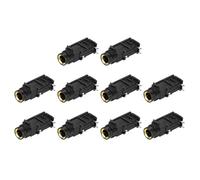 sourcing map 10pcs 1/4" 6.35mm Stereo Audio Jack, 50V 3 Pin Female Gold Plated PCB Mount Jack Video Connectors Stereo Headphone Socket for Headphone, Speaker, Car Audio, 33x17x13mm