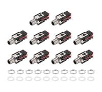 sourcing map 10pcs 1/4" 6.35mm Stereo Audio Jack, 50V 3 Pin Female PCB Mount Jack Video Connectors Stereo Headphone Socket with Nuts&Spacer for Headphone, Speaker, Car Audio, 36x17x13mm