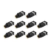 sourcing map 10pcs 1/4" 6.35mm Stereo Audio Jack, 50V 4 Pin Female Gold Plated PCB Mount Jack Video Connectors Stereo Headphone Socket for Headphone, Speaker, Car Audio, 33x17x13mm