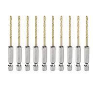 sourcing map 10pcs 1/4" Hex Shank Twist Drill Bits 2.5mm Titanium Coated High Speed Steel Quick Change Hex Drilling Bit Jobber Drill Bits for Wood Plastic Metal, Gold