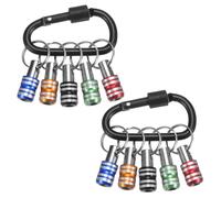 sourcing map 10PCS 1/4 Inch Hex Shank Aluminum Alloy Screwdriver Bits Holder Extension Bar Drill Screw Adapter Quick Change Keychain Portable with Black Buckle