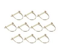sourcing map 10Pcs 1/4" x 2-3/16" Linch Pin with Ring, Trailer Pins Round Linch Pins for Boat Kayak Canoe Trailer Tractor Trolley, Golden