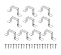 sourcing map 10pcs 1.5" x 1.5" Square Pipe Clamp, 304 Stainless Steel U Shaped Connector Bracket Heavy Duty Tube Strap Buckle with Self-Tapping Screws for Tube Installation