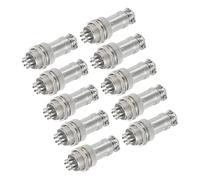 sourcing map 10Pcs 10 Pin GX16 Aviation Connector 250V 15A 16mm Socket Metal Circular Plug Connector with Male Female Plug for Trailers, Drones, Industrial Equipment, Silver