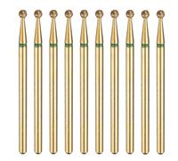 sourcing map 10pcs 100-120 Grits Diamond Grinding Bit 2.3mm Ball Head 2.35mm Shank 2.3mm Length Titanium Plated Stone Sanding Drill Bits Rotary Tool for Nails Grinding Polishing