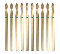 sourcing map 10pcs 100-120 Grits Diamond Grinding Bit 2.3mm Oval Head 2.35mm Shank 5.3mm Length Titanium Plated Stone Sanding Drill Bits Rotary Tool for Nails Grinding Polishing