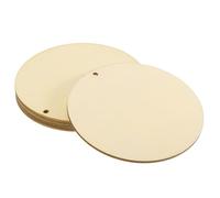 sourcing map 10Pcs 100mm(4inch) Unfinished Round Wooden Circles with Holes Round Wood Discs Hanging Tags for Crafts Project, DIY Decorations