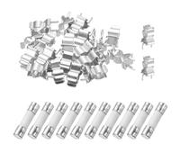 sourcing map 10pcs 10A 250V Slow Blow Ceramic Fuse, 10Amp Cartridge Time Delay Fuses 5x20mm with 20pcs Clips
