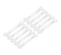 sourcing map 10pcs 10mm Thin Combination Wrench with Offset 6-Point End and 15° Angled Open End Multi-Function Metric Mirror-Chrome Plated High Carbon Steel Spanners for Maintenance and Repairs