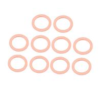 sourcingmap 10pcs 10mm x 14mm x 1mm Flat Ring Copper Crush Washer Sealing Gasket Fastener