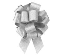 sourcing map 10pcs 11" Glitter Car Large Pull Bow Gift Wrapping Bows for Christmas Flower Presents Birthday Wedding Car, Silver