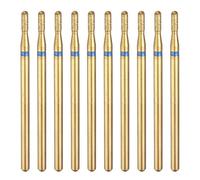 sourcing map 10pcs 120-140 Grits Diamond Grinding Bit 1.8mm Cylindrical Ball Head 2.35mm Shank 5mm Length Titanium Plated Stone Sanding Drill Bits Rotary Tool for Nails Grinding Polishing