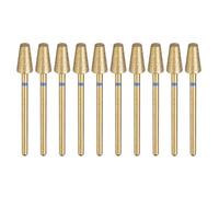 sourcing map 10pcs 120-140 Grits Diamond Grinding Bit 6mm Cone Head 2.35mm Shank 10mm Length Titanium Plated Stone Sanding Drill Bits Rotary Tool for Nails Grinding Polishing