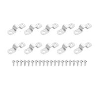 sourcing map 10Pcs 12mm(1/2") Two Hole Rigid Pipe Strap, 304 Stainless Steel Conduit Clamp Thicken U Bracket Heavy Duty Pipe Clamp with Self-Tapping Screws for Fixing Tube Cable, Silver