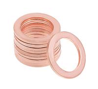 sourcing map 10Pcs 14mm x 20mm x 1.5mm Copper Flat Washer for Screw Bolt