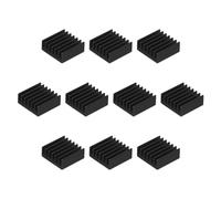 sourcing map 10Pcs 14x14x6mm Heatsink Aluminum Radiator Heat Sink Cooling with Fixed Sticker for Chip CPU, Power Transistor, FET, IC, Power Amplifier,Black