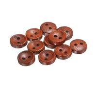 sourcing map 10pcs 16L Wooden Sewing Button 3/8"(10mm) 2 Holes Wood Round Craft Replacement Buttons for Clothing DIY Crafts Decoration, Caramel
