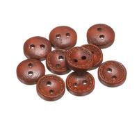 sourcing map 10pcs 16L Wooden Sewing Button 3/8"(10mm) 2 Holes Wood Round Craft Replacement Buttons for Sewing Clothing Pillow DIY Crafts Decoration, Red Brown