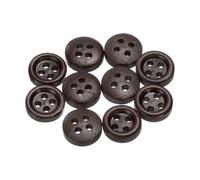 sourcing map 10pcs 16L Wooden Sewing Button 3/8"(10mm) 4 Holes Wood Round Craft Replacement Buttons for Clothing DIY Crafts Decoration, Dark Brown