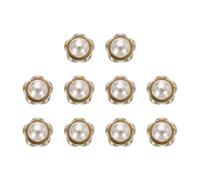 sourcing map 10pcs 18L Gold Faux Pearl Buttons 11.5mm 15/32" Plastic Round Sewing Button Replacement Craft Fastener for Coats Clothing DIY Decoration Crafts #19