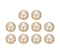 sourcing map 10pcs 18L Gold Faux Pearl Buttons 11.5mm 15/32" Plastic Round Sewing Button Replacement Craft Fastener for Coats Clothing DIY Decoration Crafts #13