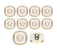 sourcing map 10Pcs 18mm Square Resin Vintage Clothes Sewing Button Metal Coat Pearl Buttons Craft Accessories for Garment Coat Decoration Crafts DIY Project, White