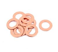 sourcingmap 10pcs 18mm x 10mm x 1mm Flat Ring Copper Crush Washer Sealing Gasket Fastener