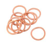 sourcingmap 10pcs 18mm x 14mm x 1mm Flat Ring Copper Crush Washer Sealing Gasket Fastener