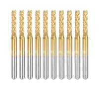 sourcing map 10Pcs 2.5mm Titanium Coat Carbide End Mill Engraving Milling Cutter CNC Router Bits for PCB Machine, 1/8" Shank