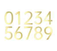 sourcing map 10Pcs 2.7 Inch House Numbers 0-9, Acrylic Self-adhesive Mailbox Door Stickers, Outdoor Address Signs for Office Hotel Apartments, Garden, Glossy Gold