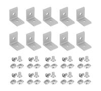 sourcing map 10Pcs 2 Hole Inside Corner Bracket, L Bracket Connector for 1515A Aluminum Extrusion Profile 6.2mm T-Slot with Nuts Screws for Furniture, Framing Structures, Silver
