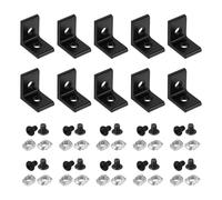 sourcing map 10Pcs 2 Hole Inside Corner Bracket, L Bracket Connector for 1515A Aluminum Extrusion Profile 6.2mm T-Slot with Nuts Screws for Furniture, Framing Structures, Black